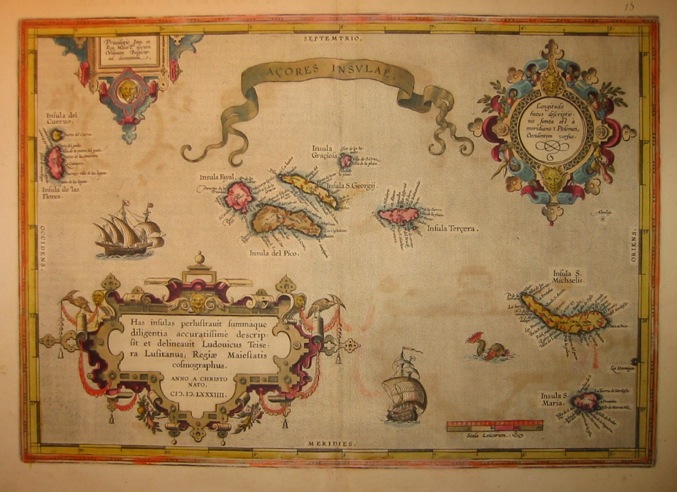 Ortelius Abraham (1528-1598) Acores Insulae 1603 Anversa, Jean Baptiste Vrients 